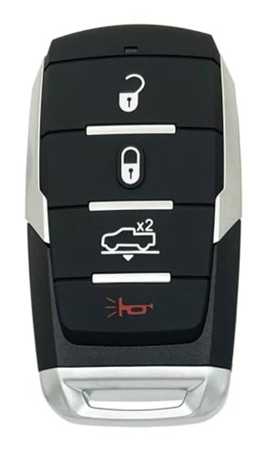 Black key fob cover shell with button icon graphic and silver protective base