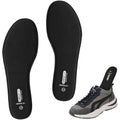 Black memory foam shoe insoles, replacement pair shown with textured underside