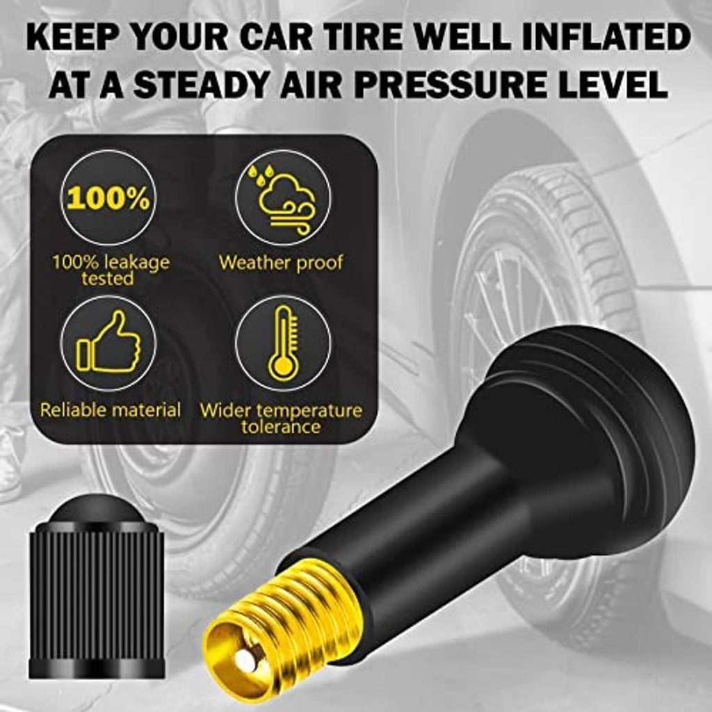 Black tire valve stem with brass threaded core