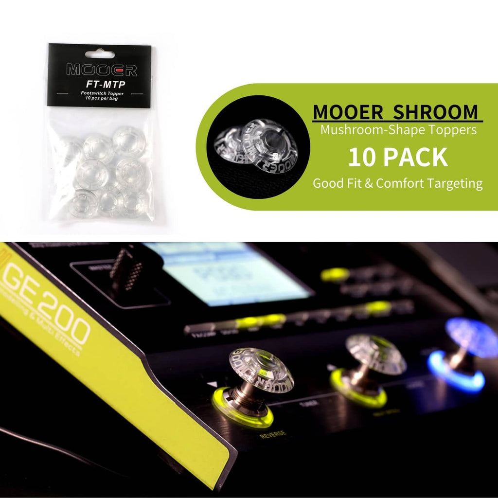 Mooer Mushroom-Shaped toppers 10-pack with clear mushroom caps and FT-MTP package