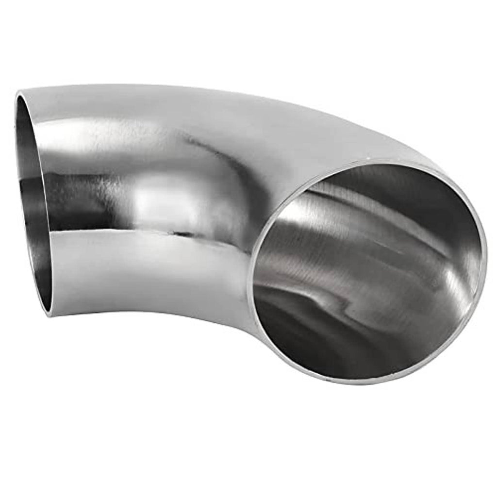 3 in 90° stainless steel elbow pipe fitting, polished interior and open ends