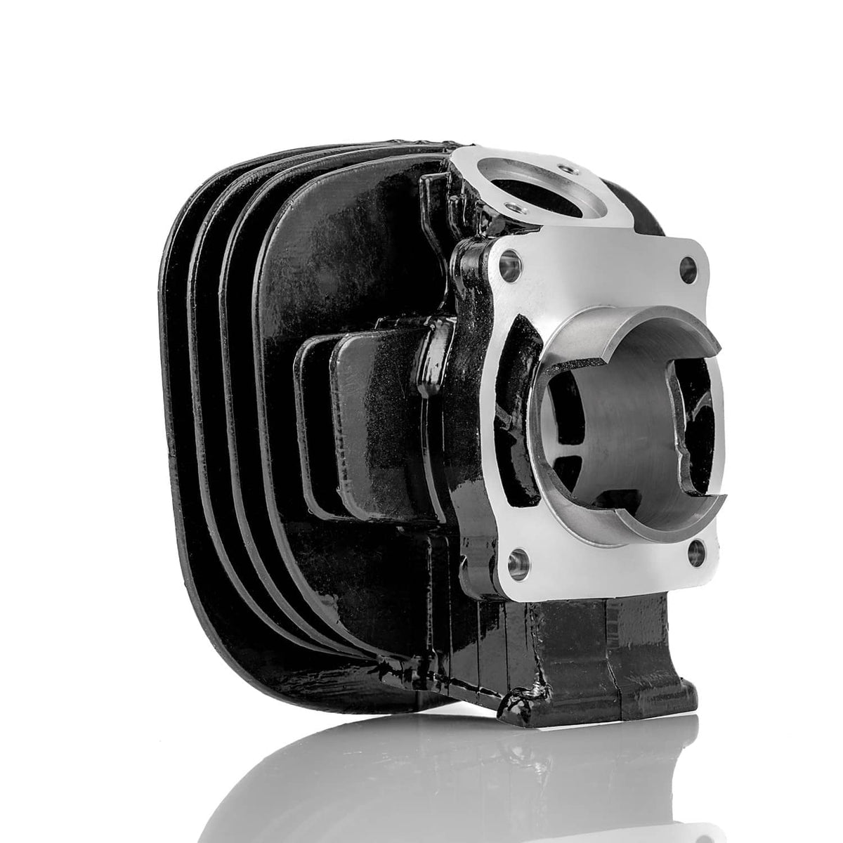 Motorcycle cylinder and piston top end kit with gaskets, metal head and mounting plate