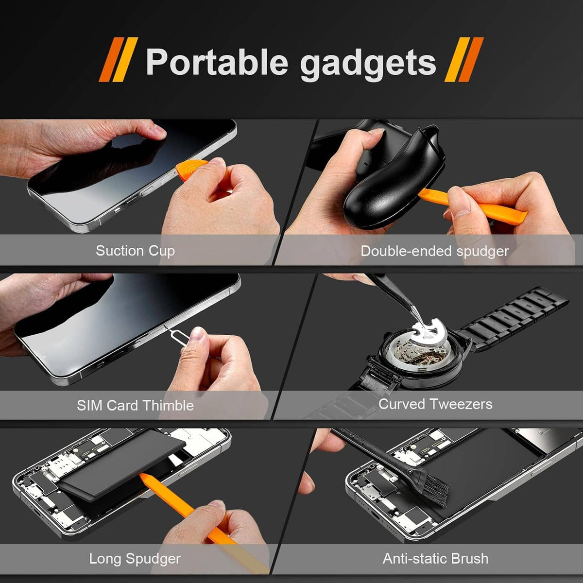 Portable precision tool kit shown with precision probes and small gadget accessories