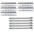 Stainless steel grill heat plates and burner tubes replacement kit, five pieces.