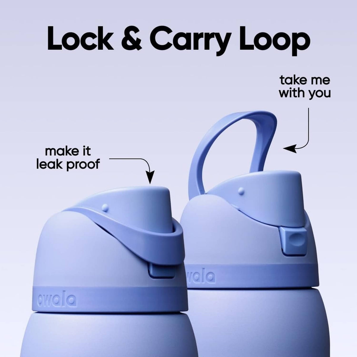 Owala FreeSip insulated bottle with lock & carry loop, leakproof design, blue