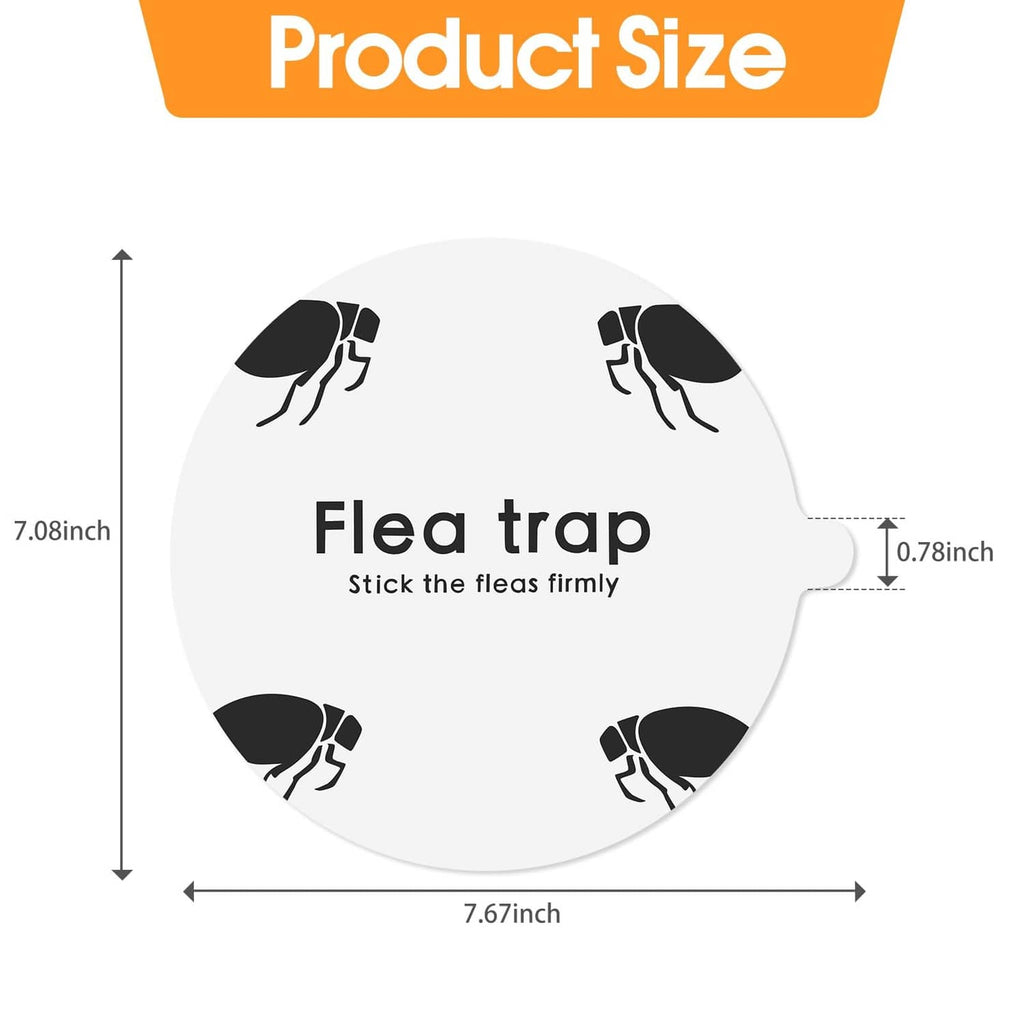 Round flea trap sticky pad size diagram, 7.1 inch diameter and thickness mark