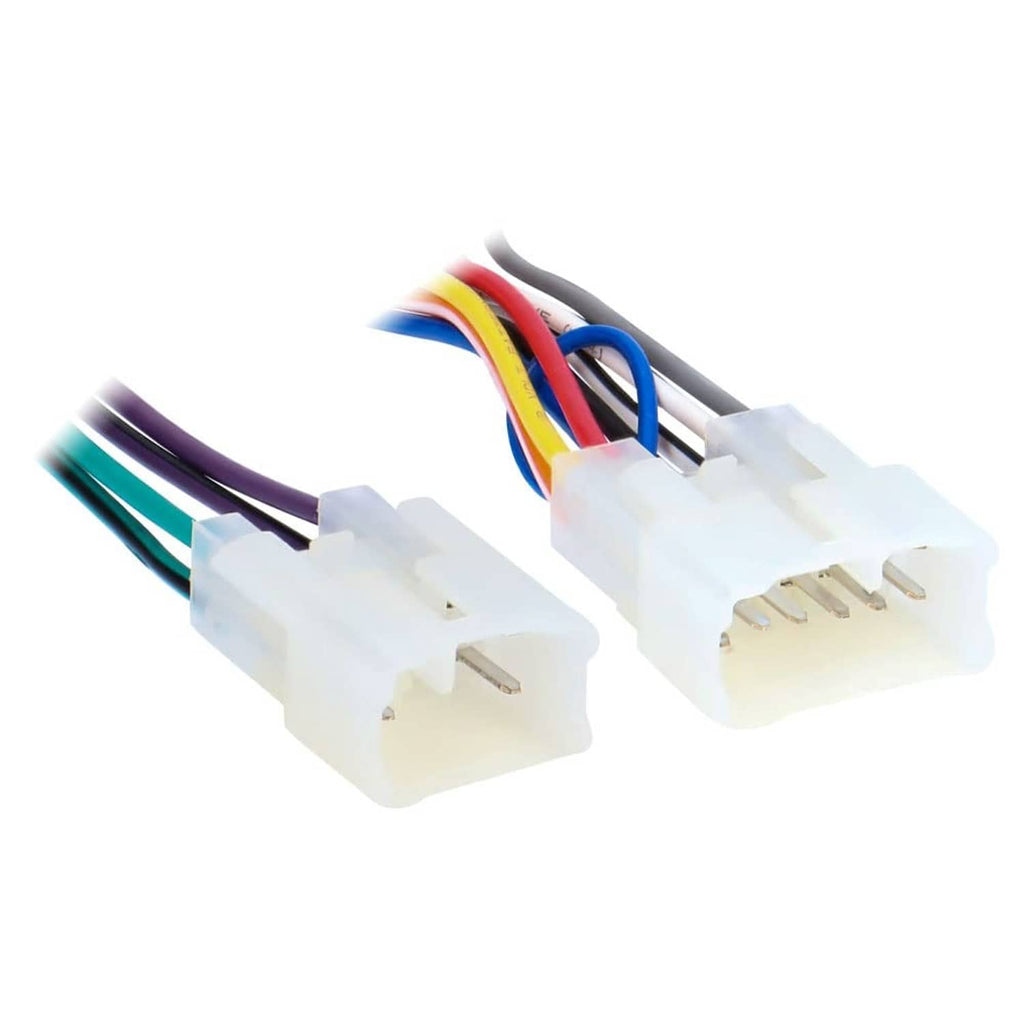Multicolor car audio speaker wire harness with two white connector plugs