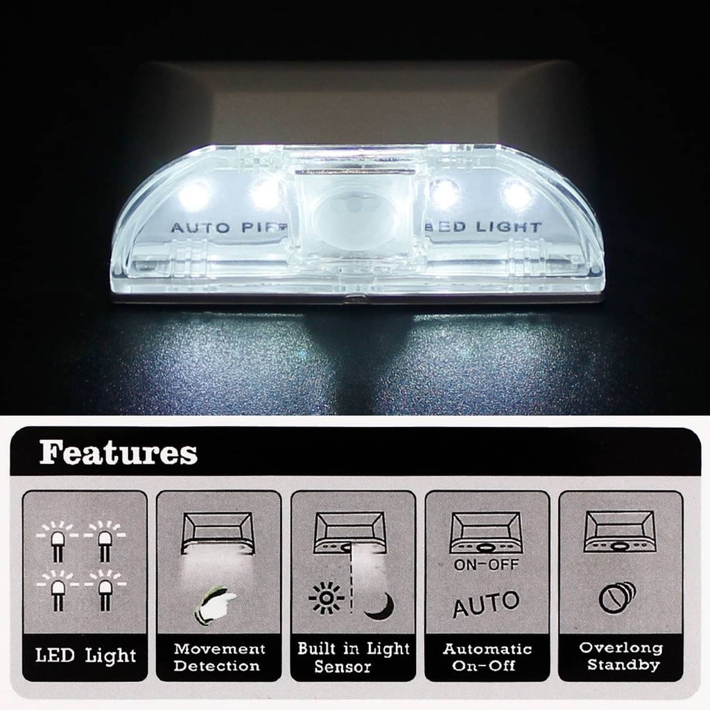 Clear auto PIR LED keyhole light glowing bright on dark surface