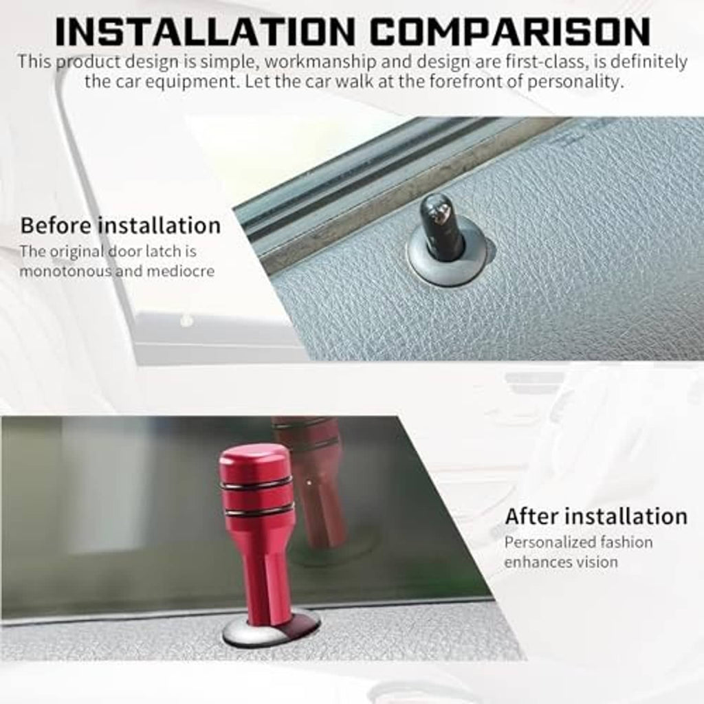 Red lock pull pin with black ring collar on round base for car door