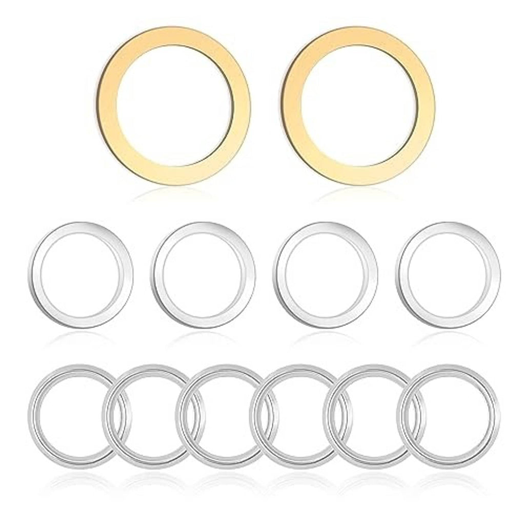 Oil drain plug crush washer set with copper and silver round gaskets, 12 pieces