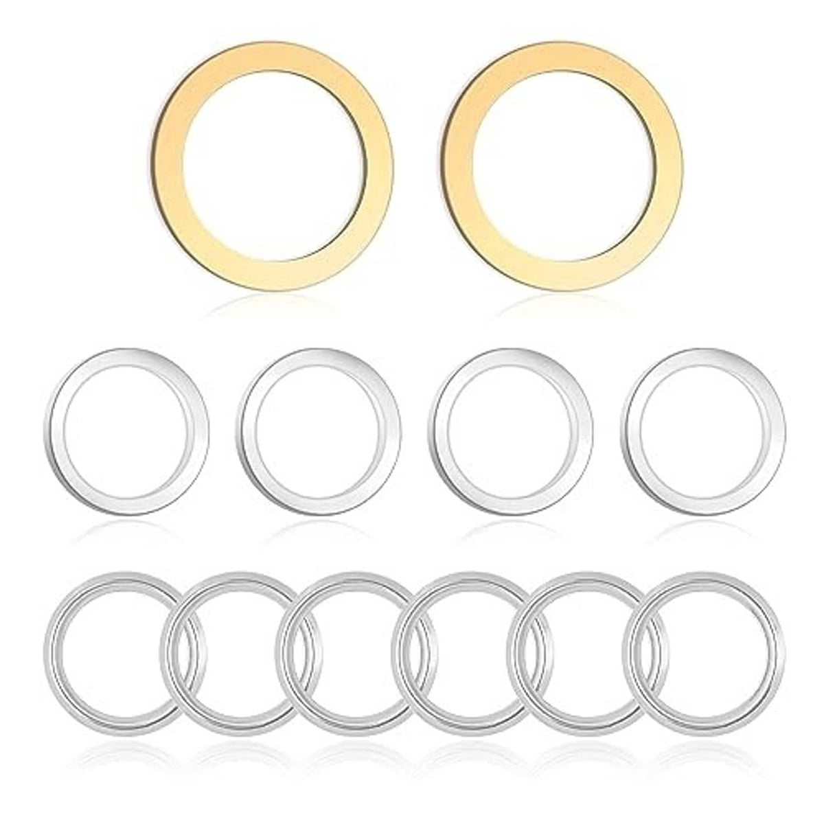 Oil drain plug crush washer set with copper and silver round gaskets, 12 pieces