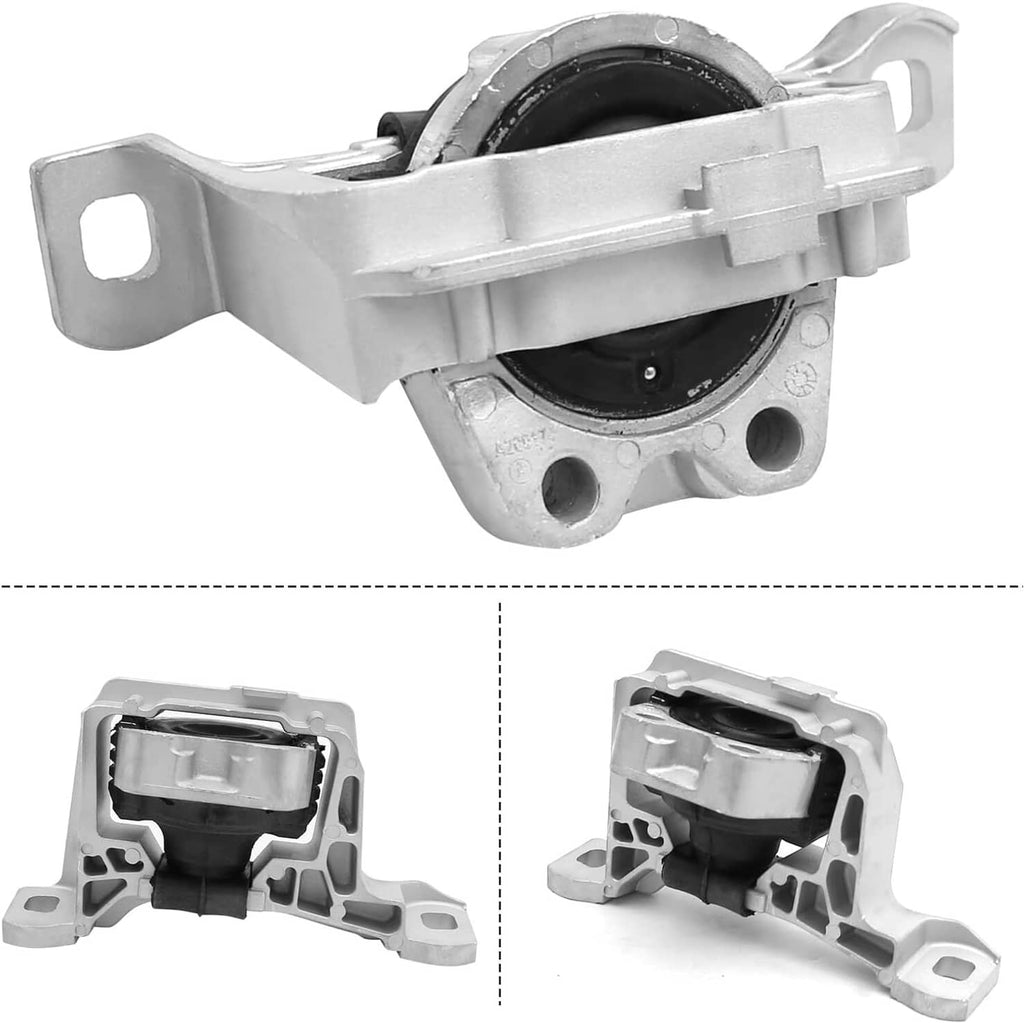 Front engine motor mount with black rubber bushing, silver metal base and bracket
