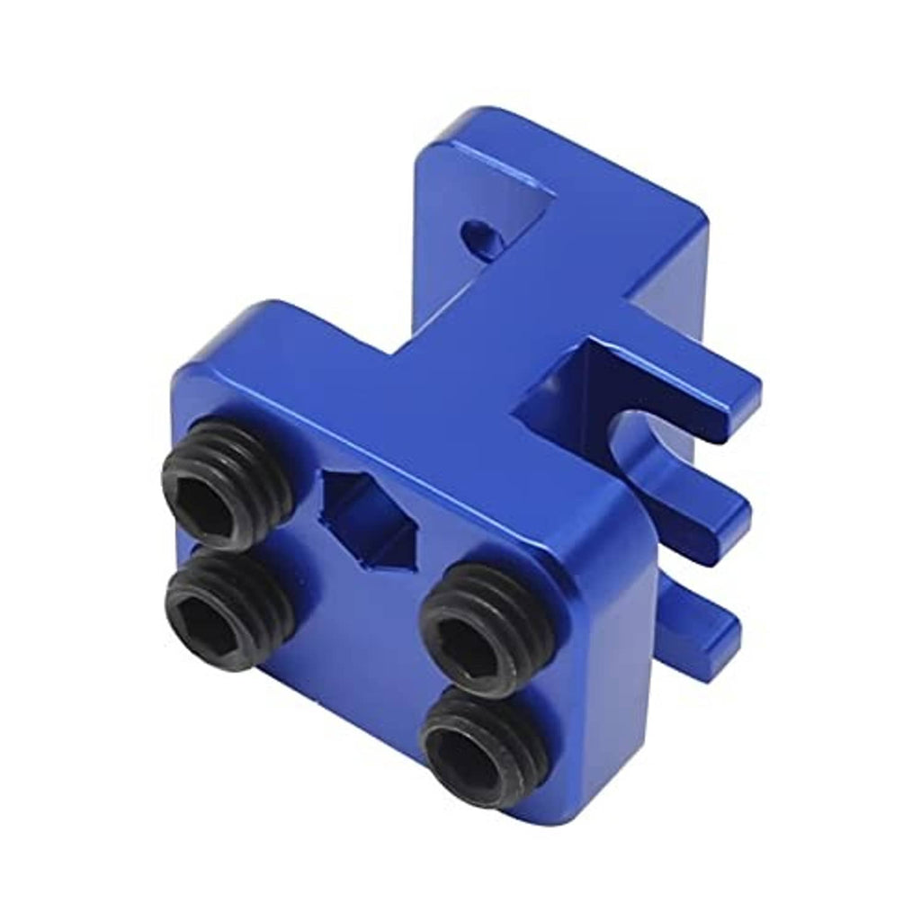 Blue chain link press tool with black threaded studs and clamp arms
