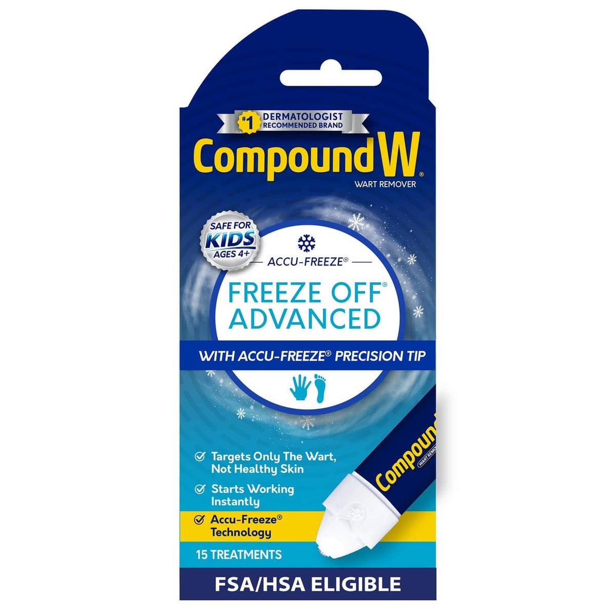 Compound W Freeze Off Advanced wart remover box with Accu-Freeze precision tip
