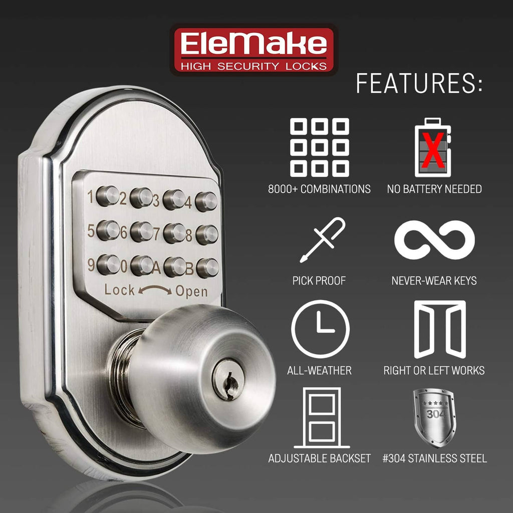 Keyless keypad digital deadbolt lock in brushed silver with entry keypad and thumb-turn knob