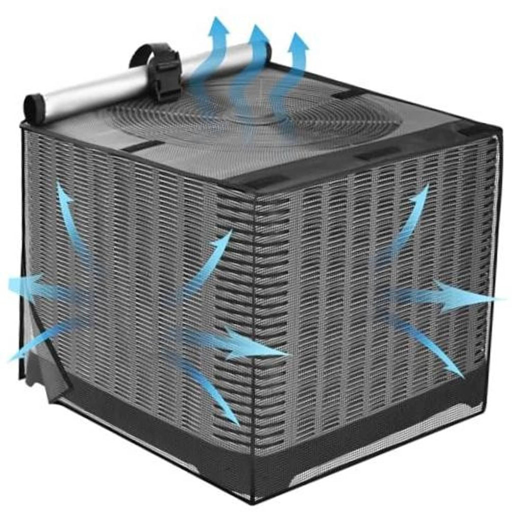 Outdoor air conditioner cover, black breathable mesh with full unit protection