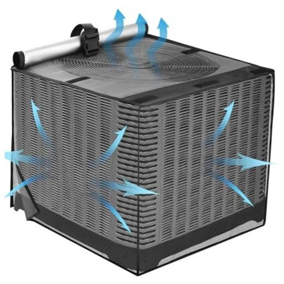 Outdoor air conditioner cover, black breathable mesh with full unit protection