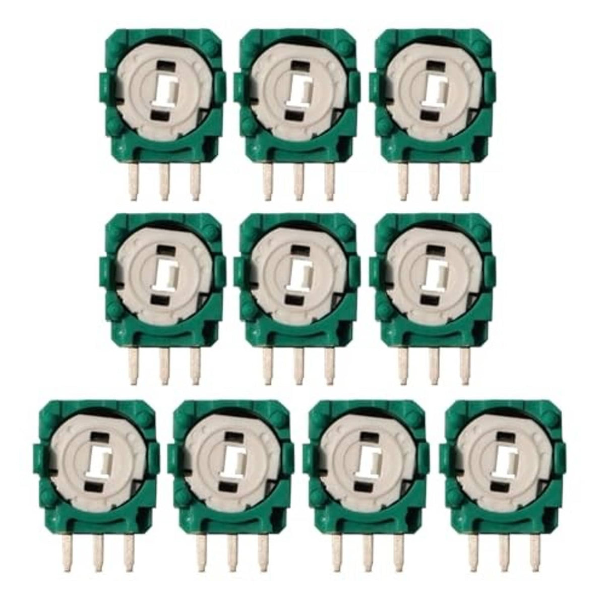 Ten green 2K3 ohm potentiometer replacement modules with metal pins
