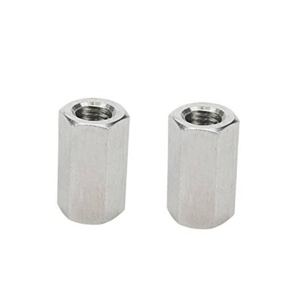 Stainless steel hex coupling nuts (2-pack) with female threads