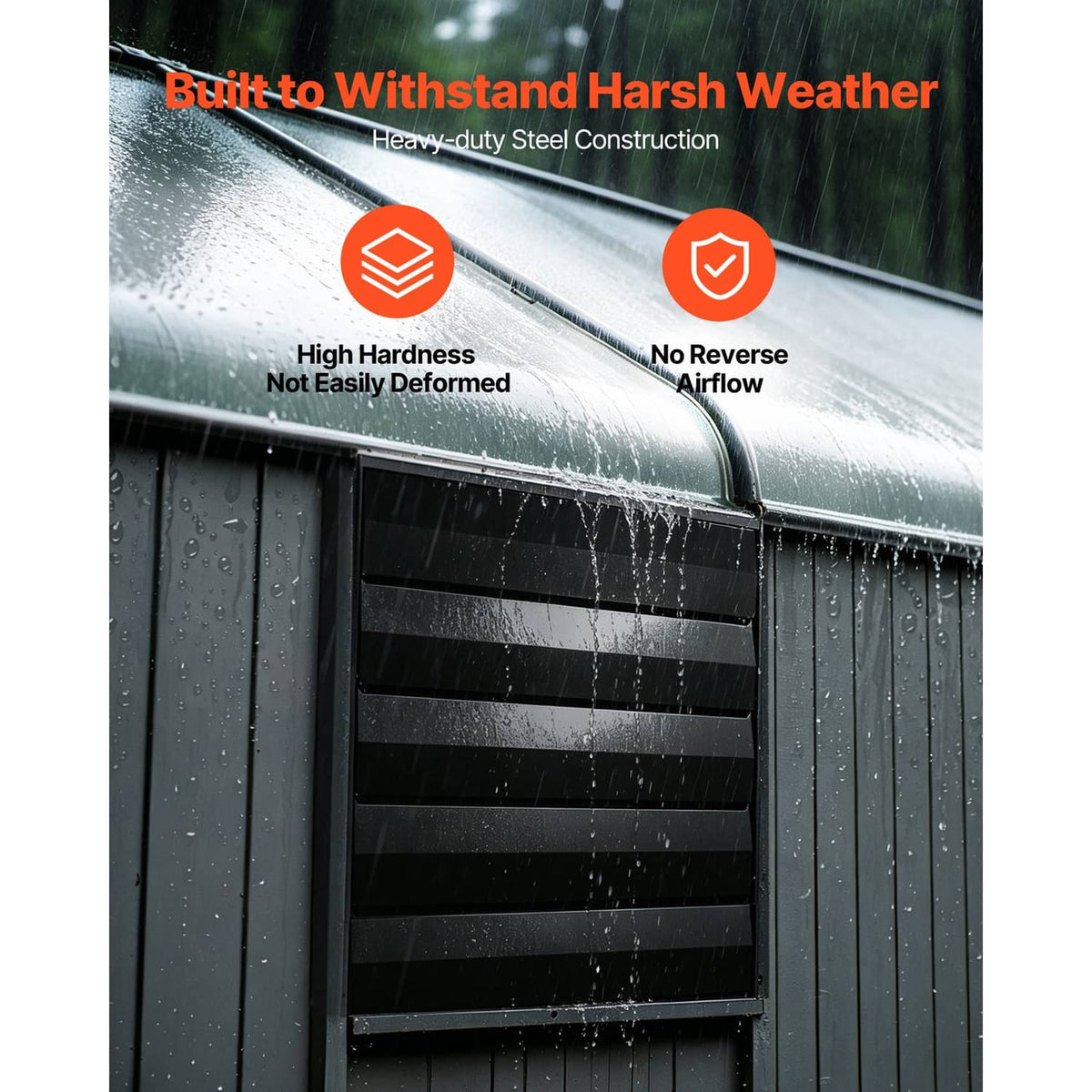 Wall-mount shutter exhaust fan heavy-duty louver housing graphic