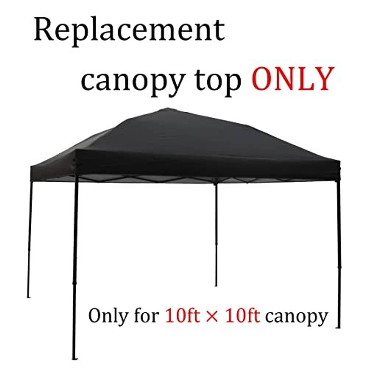 Black canopy top on pop-up frame, 10 x 10 ft, peaked roof