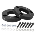 Pair of black front leveling lift spacers with mounting bolts and washers hardware kit