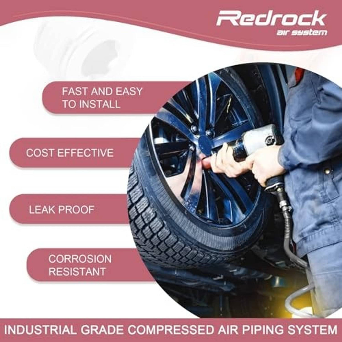 Installer connecting blue compressed air hose to a vehicle tire using an air line nozzle
