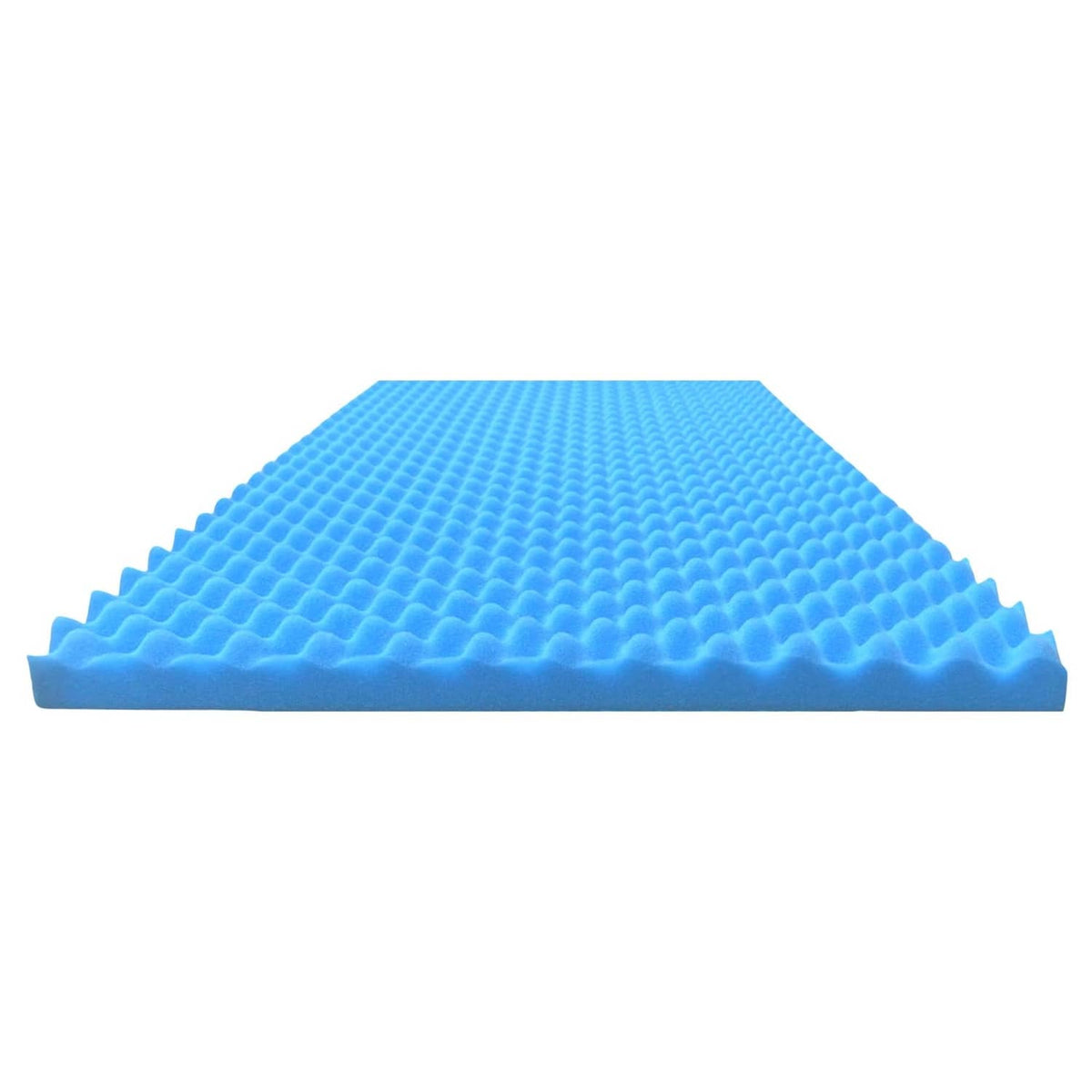 Blue egg-crate foam mattress topper, king size, ventilated design