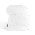 White quilted fitted tilt-head stand mixer cover with pocket