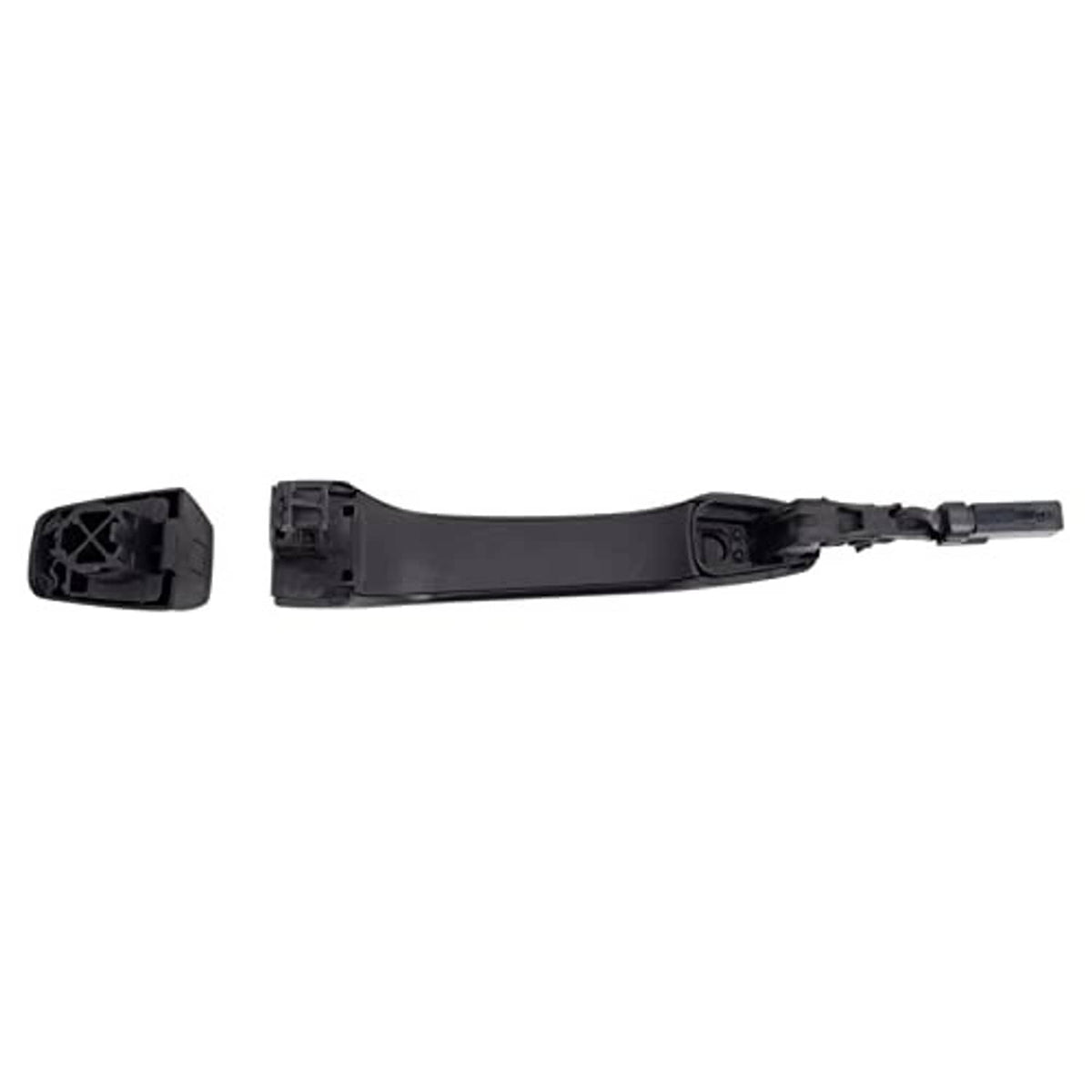 Door handle assembly with switch opening and mounting hardware, dark gray