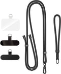 Adjustable phone lanyard set in dark gray/black with carabiner clips and straps