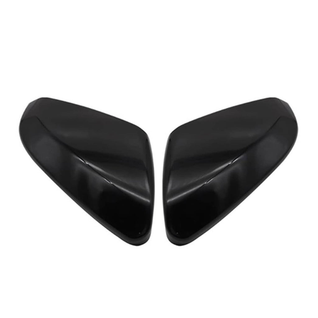 Set of two glossy black mirror cap covers with pointed teardrop design