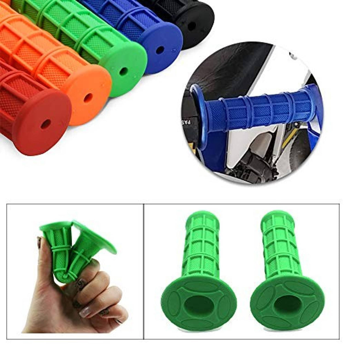 Assorted color motorcycle handlebar grips set: orange, green, blue, black