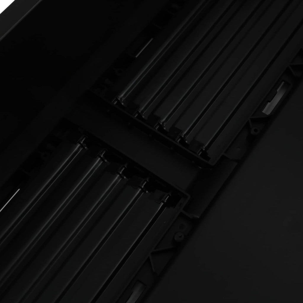 Black plastic radiator grille air shutter slats and internal components