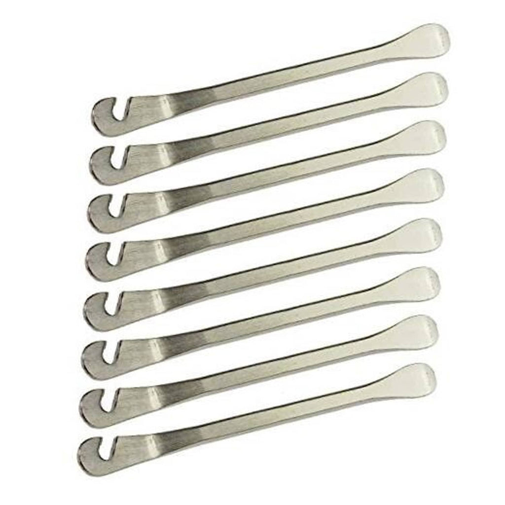 8-pack metal bike tire levers, silver curved hooks for tube repair