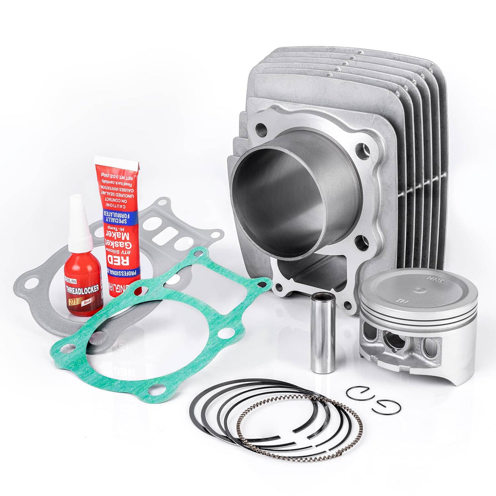 Complete top end rebuild kit with cylinder, piston, gaskets, and piston rings