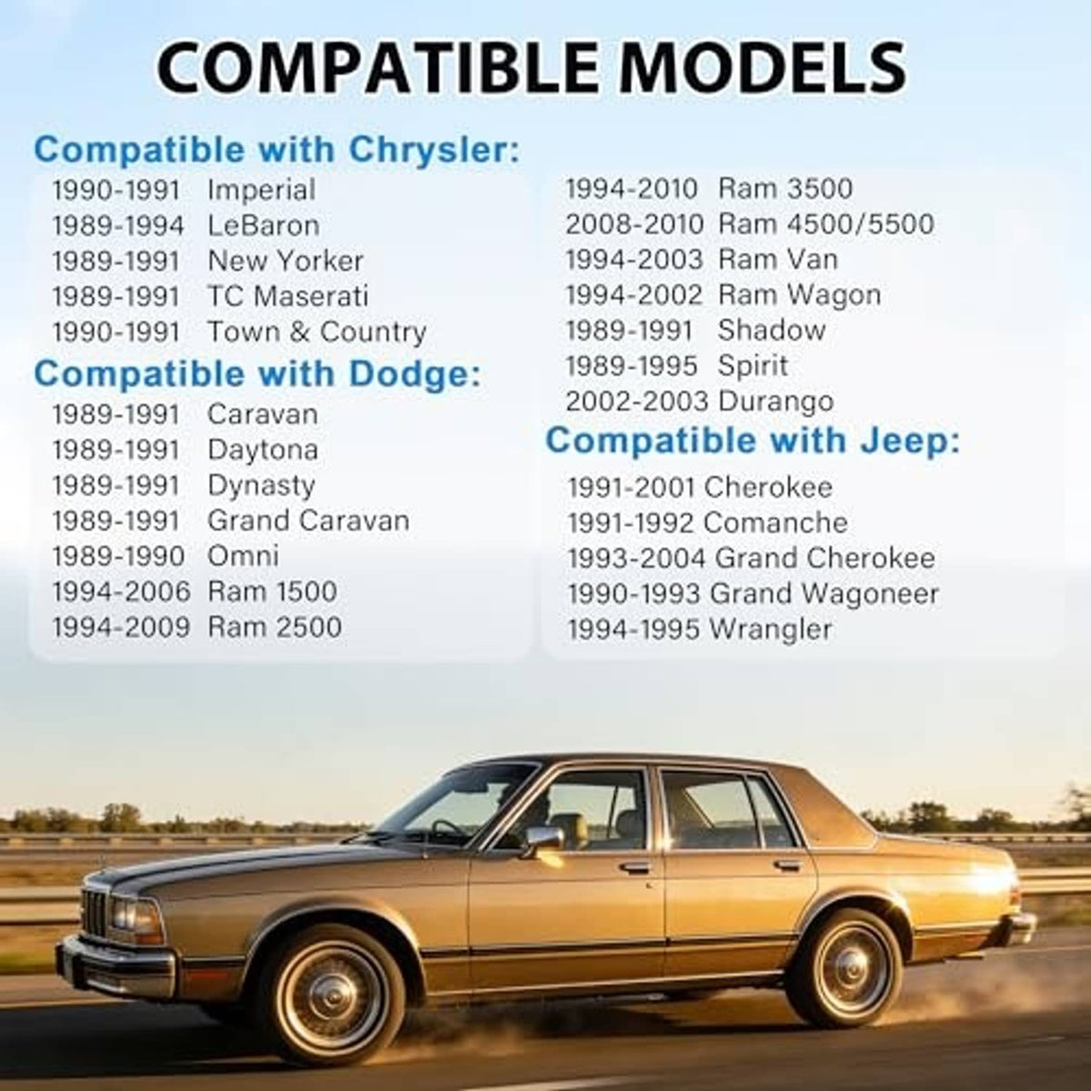 Compatibility information graphic for power seat switch with model list