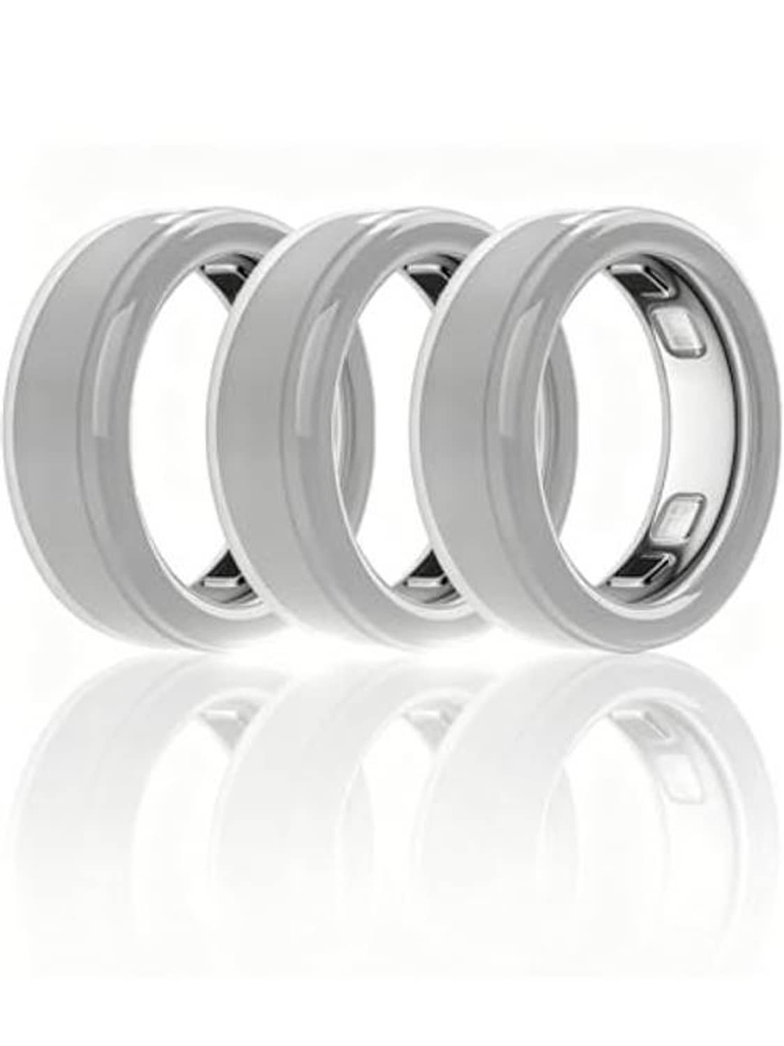 3-pack light gray silicone ring protectors, side tabs visible through openings