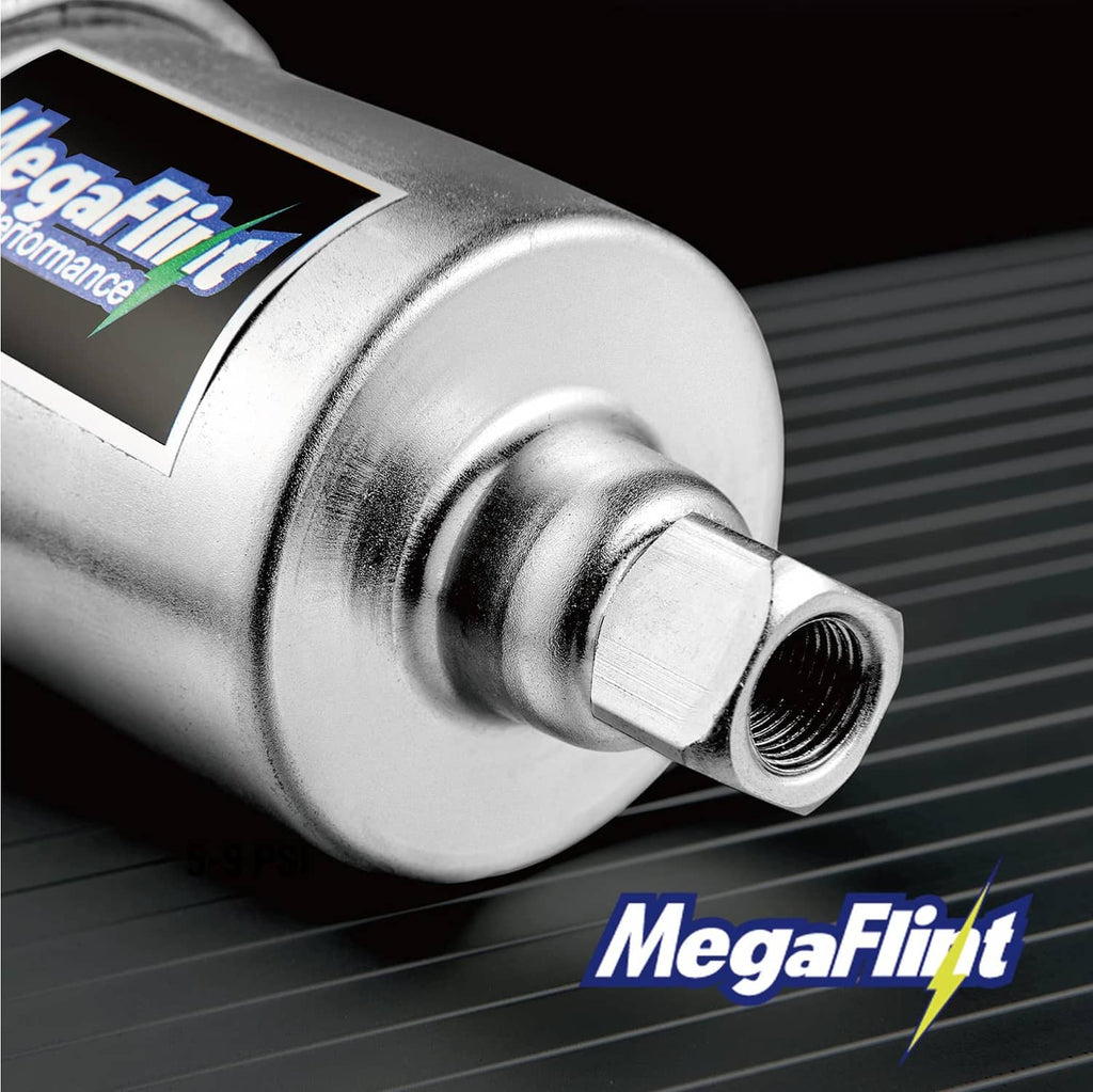 Inline fuel pump end fitting with threaded port on brushed metal housing