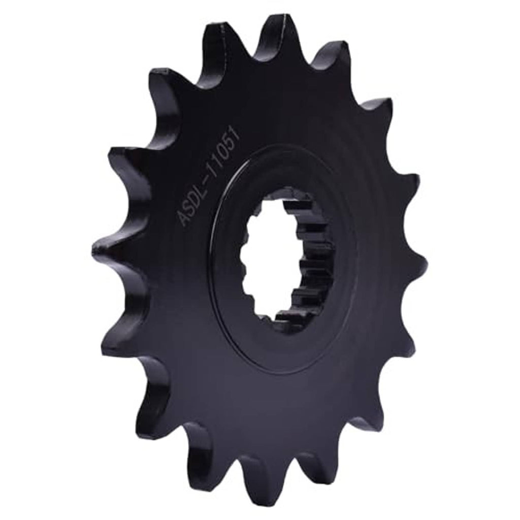 Black 520 front drive sprocket, rear view showing sprocket teeth and spline hub