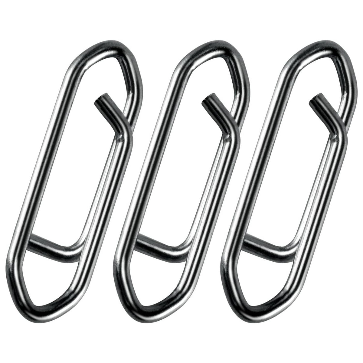 Fishing power speed clips, three-pack of chrome steel U-shaped line clips