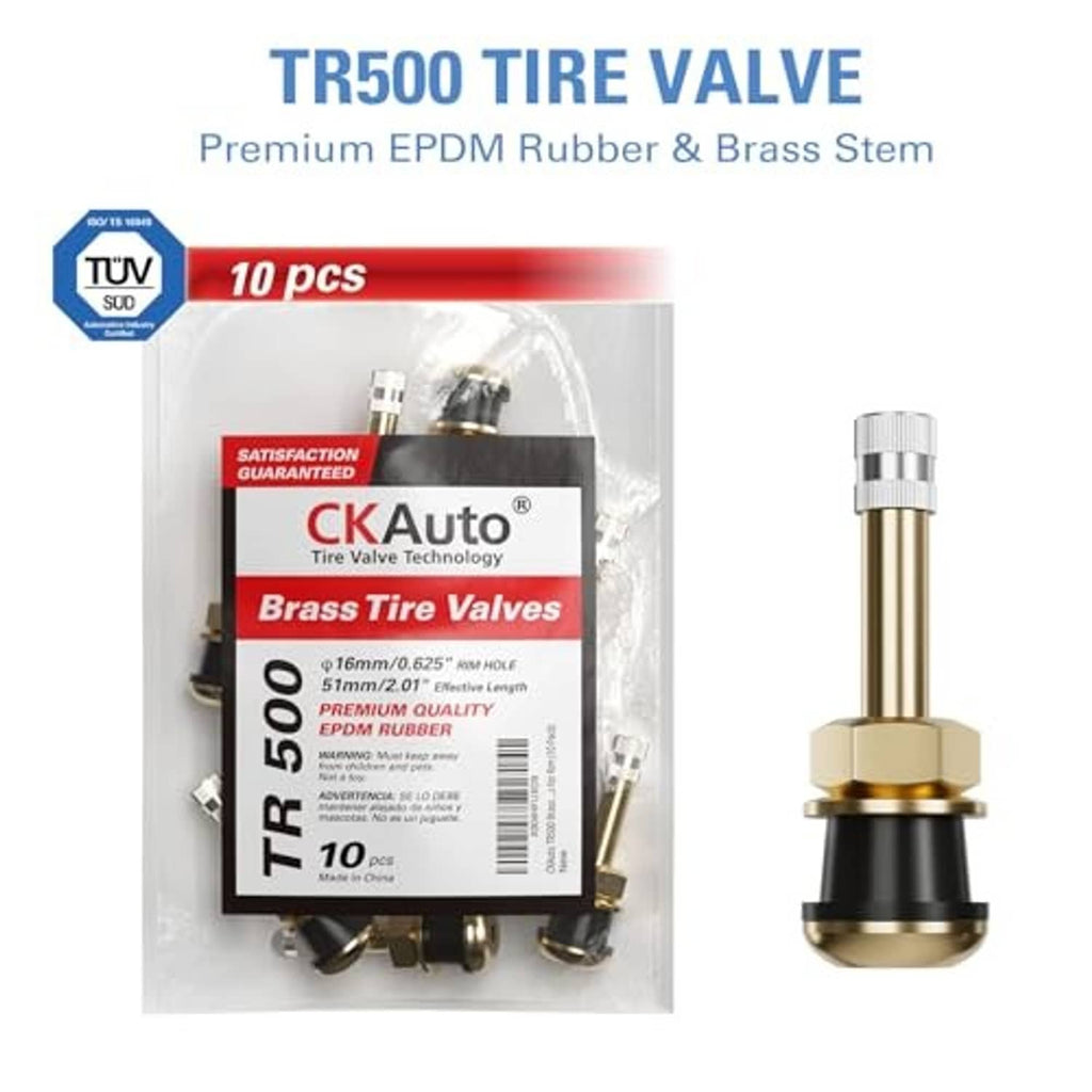 Tire valve stem set in retail box, EPDM rubber and brass clamp-in stem