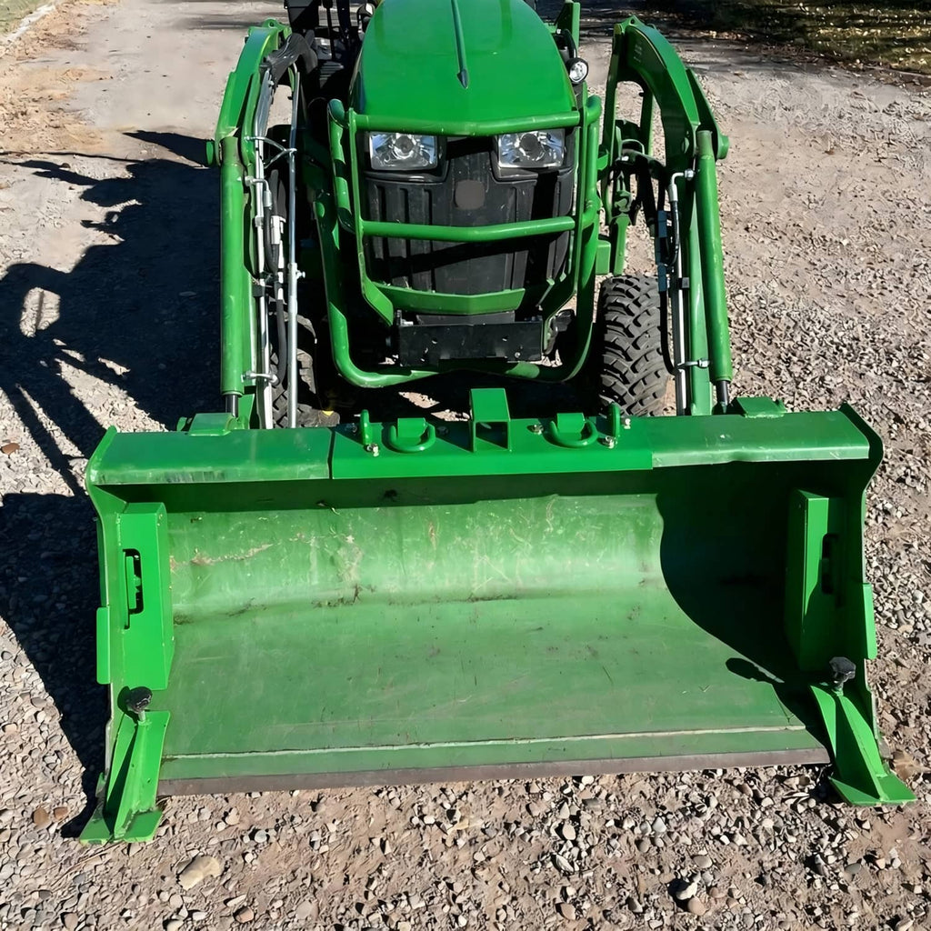 Green tractor attachment frame with receiver D-ring grab hook mounts and hooks