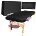 Black fitted disposable massage table sheet, with elastic corner fit