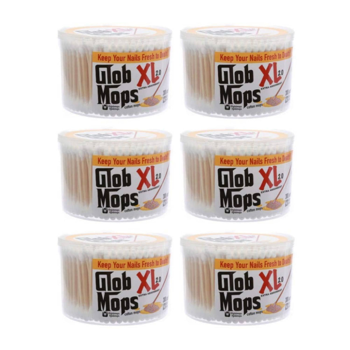 Cotton swabs bundle: six Glob XL 2.0 extra-absorbent rolls with white swabs