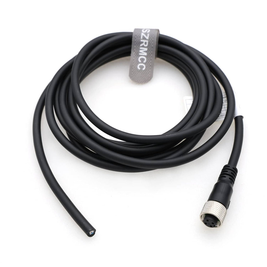 M12 A-code 4-pin sensor actuator cable with SZRMCC-branded tag and female plug