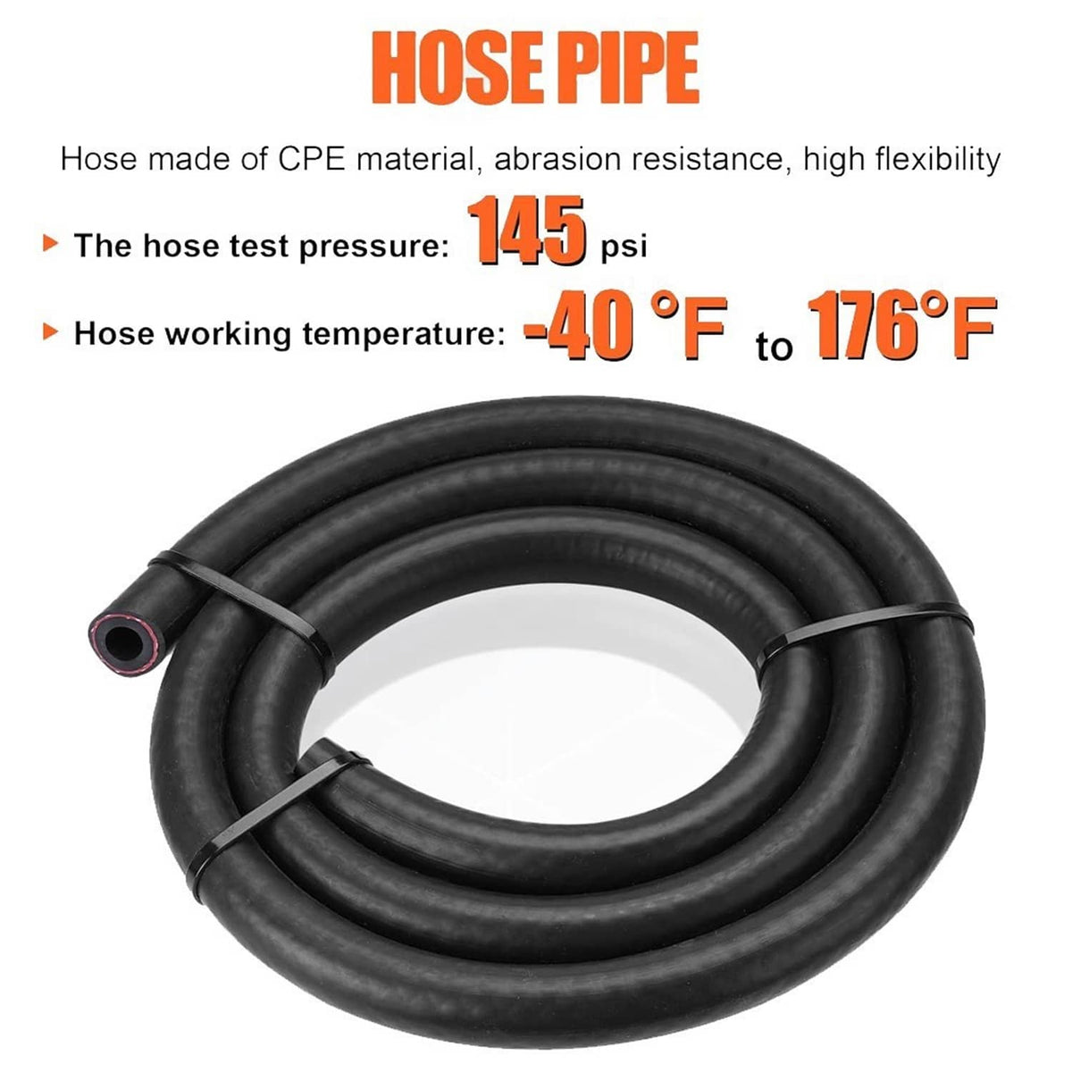 Black rubber hose loop with end barb fitting for transmission oil cooler