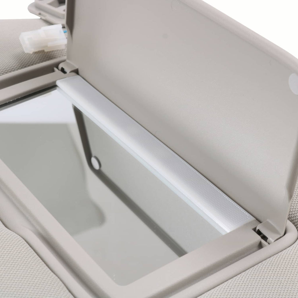 Light gray left driver sun visor vanity mirror cover and hinge