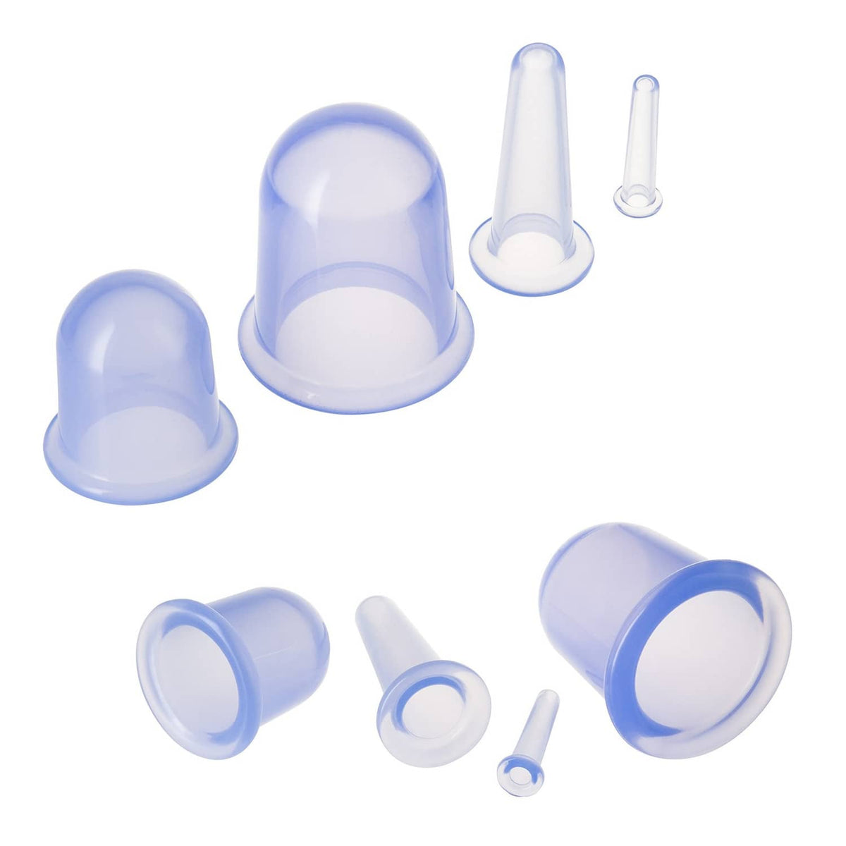 Blue silicone cupping cups set with multiple sizes and clear suction tubes