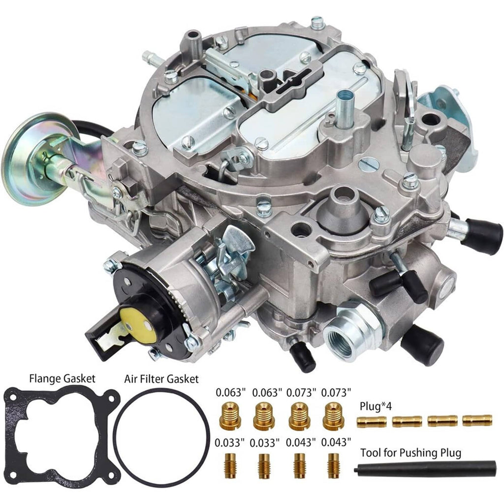 Silver carburetor engine assembly with regulator, flange gasket shapes, and hose connections